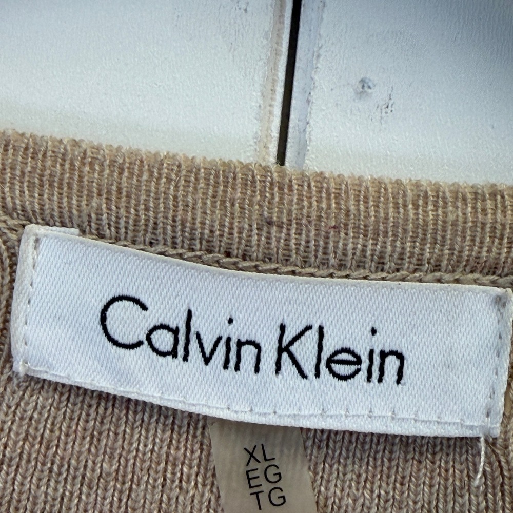 Calvin Klein Quiet Luxury Faux Suede Knit Cardigan Vest Women Size XL Minimalist - Picture 3 of 8